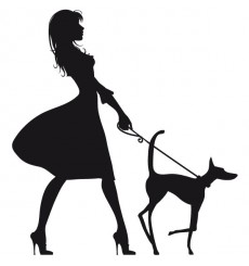 Sticker Femme avec son chien