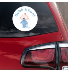 Sticker Bébé à bord garçon peluche