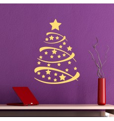 Sticker Arbre de Noël avec des étoiles