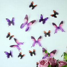  Sticker Papillons 3D violets