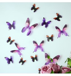 Sticker Papillons 3D violets