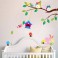 Sticker hiboux et cage oiseau sur un arbre - stickers chambre bébé & stickers enfant - fanastick.com