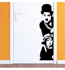 Sticker Charlie Chaplin et le gamin