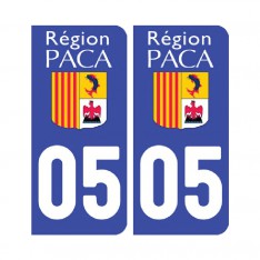 Sticker plaque Hautes-Alpes 05 - Pack de 2