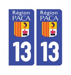 Sticker plaque Bouches-du-Rhône 13 - Pack de 2