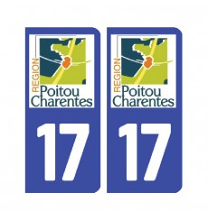 Sticker plaque Charente-Maritime 17 - Pack de 2