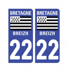 Sticker plaque Côtes d'Armor 22 - Pack de 2
