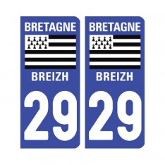  Sticker plaque Finistère 29 - Pack de 2