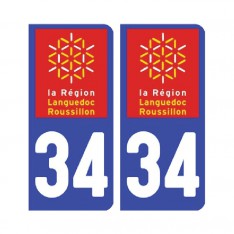  Sticker plaque Hérault 34 - Pack de 2