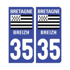  Sticker plaque Ille-et-Vilaine 35 - Pack de 2