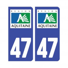  Sticker plaque Lot-et-Garonne 47 - Pack de 2