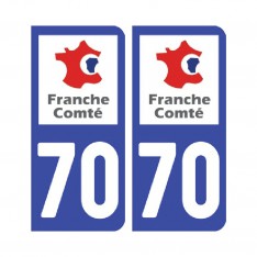  Sticker plaque Haute-Saône 70 - Pack de 2