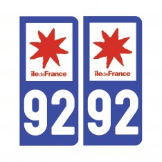  Sticker plaque Hauts-de-Seine 92 - Pack de 2