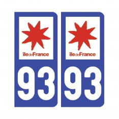  Sticker plaque Seine-Saint-Denis 93 - Pack de 2