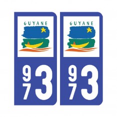  Sticker plaque Guyane 973 - Pack de 2