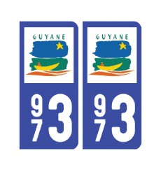 Sticker plaque Guyane 973 - Pack de 2