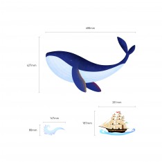 Sticker Baleine et bateau pirate