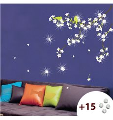 Sticker fleurs de poirier +15 cristaux Swarovski