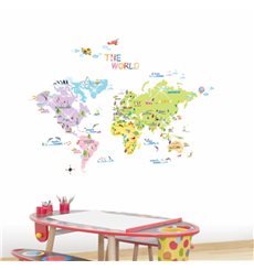 Sticker carte du monde pour enfants + 30 Swarovski Elements