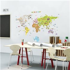 Sticker carte du monde géante pour enfants