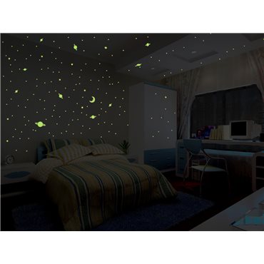Sticker Univers - 300 étoiles et planètes phosphorescentes - stickers phosphorescent & stickers muraux - fanastick.com