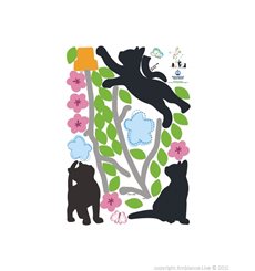 Sticker Chats noirs et arbres