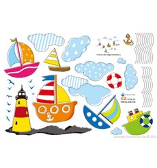 Sticker bébé mer et bateaux