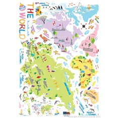 Sticker carte du Monde pour enfants