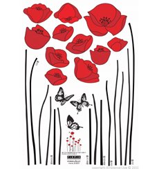 Sticker Fleurs coquelicots rouges