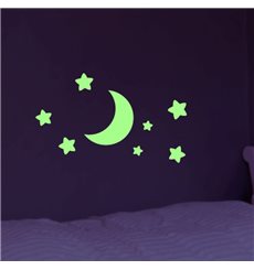 Sticker Phosphorescent Lune et Étoiles
