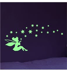 Sticker Phosphorescent Fée partageant étoiles