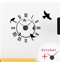 Sticker horloge avec des oiseaux