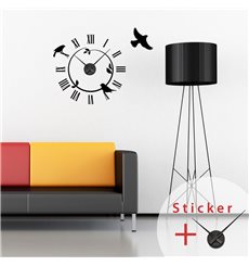 Sticker horloge avec des oiseaux