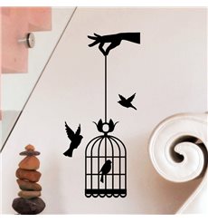 Sticker main tenant cage à oiseaux