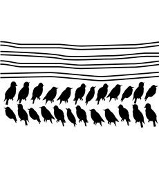 Sticker Oiseaux étourneaux sur câbles