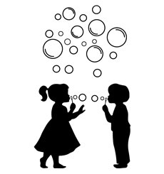 Sticker fille et garçon avec des bulles
