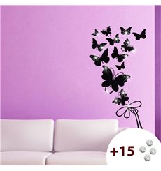 Sticker Papillons et ruban +15 cristaux Swarovski
