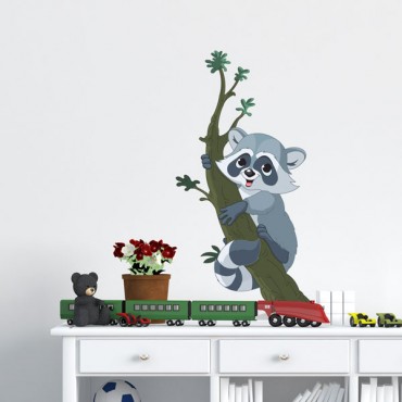 Sticker Raton laveur sur sa branche - stickers animaux enfant & stickers enfant - fanastick.com