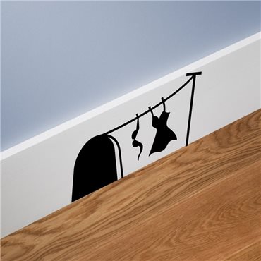 Sticker trou de souris avec la dame blanchisserie - stickers animaux & stickers muraux - fanastick.com