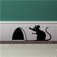  Sticker trou de souris avec la souris assis