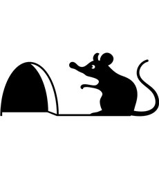 Sticker trou de souris avec la souris assis